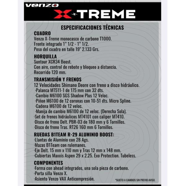 BICICLETA VENZO X-TREME COMP DEORE 1x12